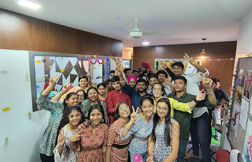 Oxford Software Institute students celebrating Diwali with joy and group activities